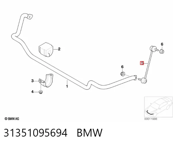 Bieleta estabilizadora delantera 31351095694 BMW