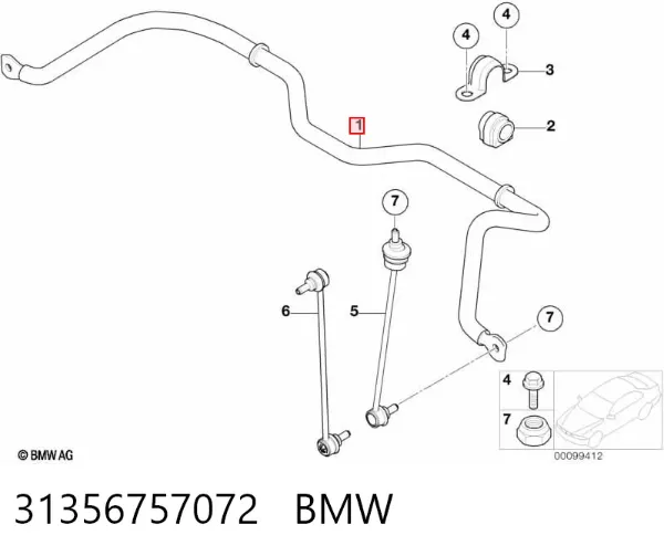 Estabilizador delantero 31356757072 BMW