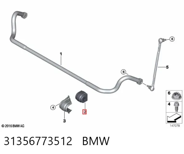 Buje de barra estabilizadora delantera 31356773512 BMW
