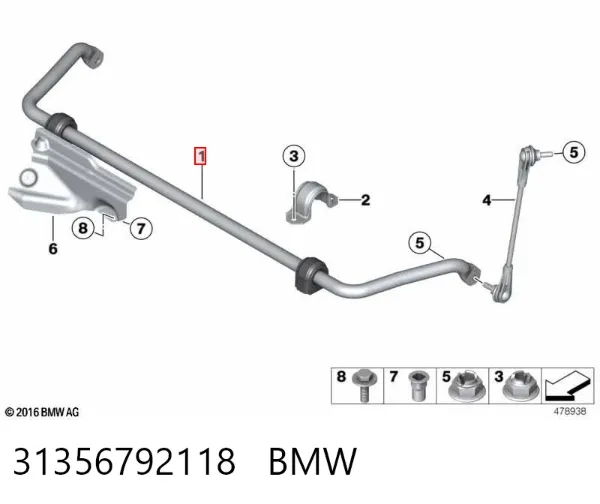 Estabilizador delantero 31356792118 BMW