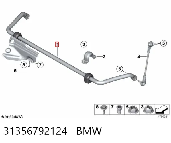 Estabilizador delantero 31356792124 BMW