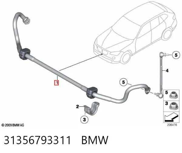 Estabilizador delantero 31356793311 BMW
