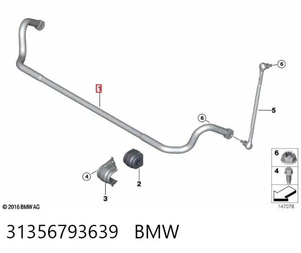 Estabilizador delantero 31356793639 BMW