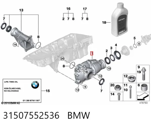 Reductor delantero 31507552536 BMW