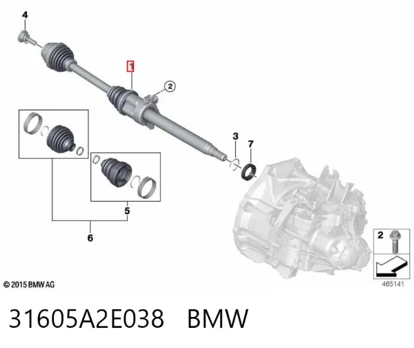 Fuelle de semieje delantero interior 31605A2E038 BMW