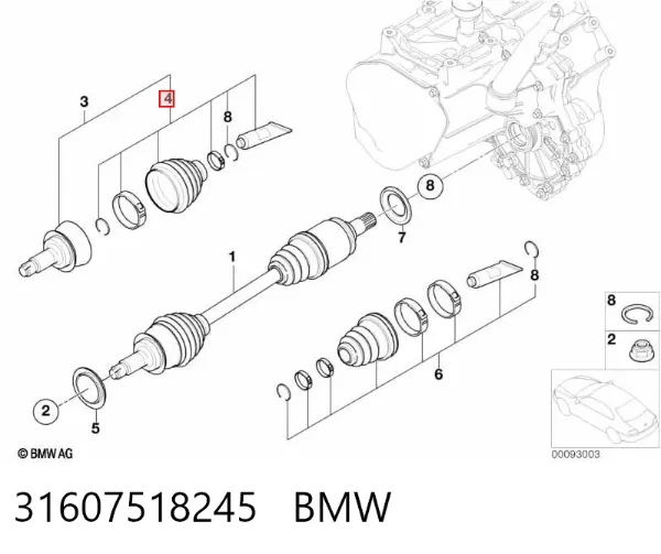 Fuelle de palier delantero exterior 31607518245 BMW