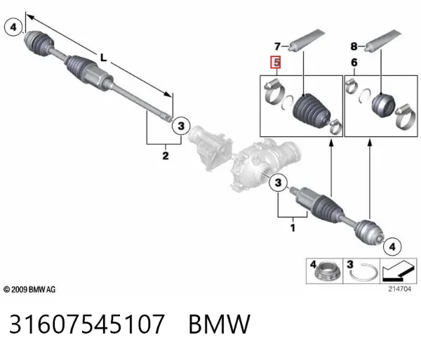 Fuelle de semieje delantero interior 31607545107 BMW