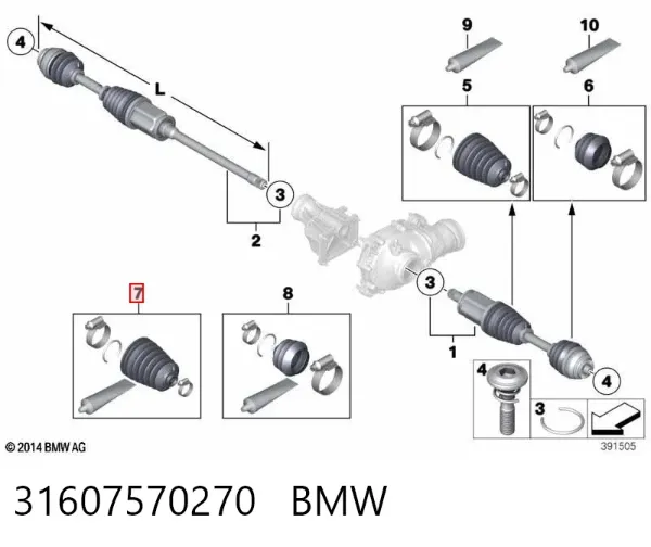 Fuelle de semieje delantero interior 31607570270 BMW