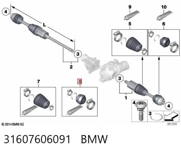 Fuelle de palier delantero exterior 31607606091 BMW