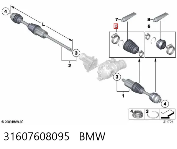 Fuelle de semieje delantero interior 31607608095 BMW