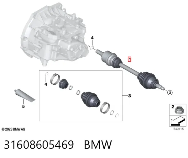 Semieje delantero izquierdo 31608605469 BMW