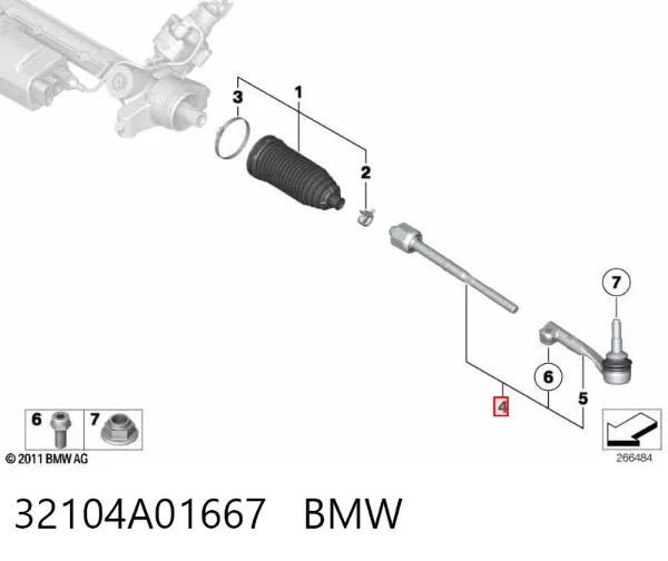 Barra de dirección completa derecha 32104A01667 BMW