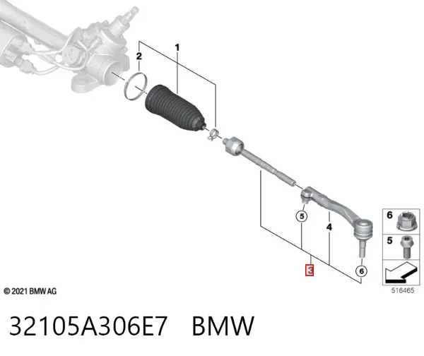 Barra de acoplamiento 32105A306E7 BMW