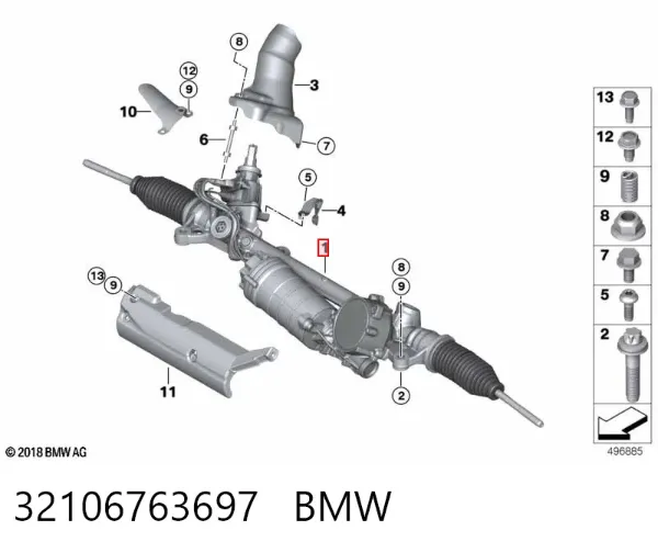 Cremallera de dirección 32106763697 BMW