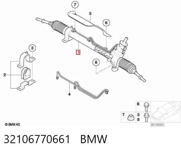 Cremallera de dirección 32106770661 BMW