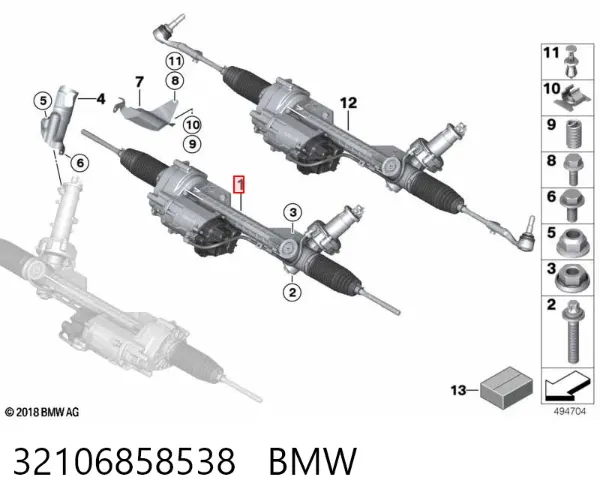 Cremallera de dirección 32106858538 BMW