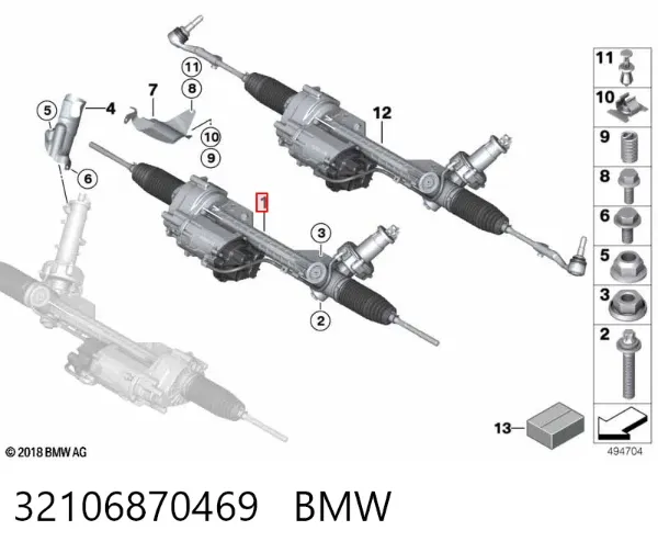 Cremallera de dirección 32106870469 BMW