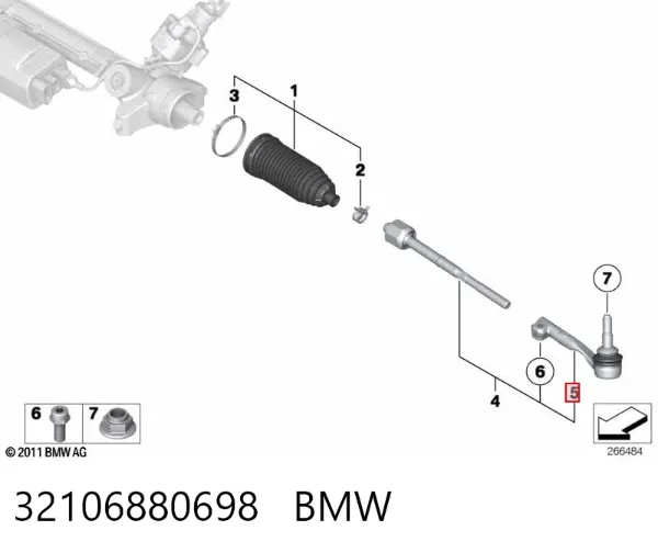 Rótula barra de dirección 32106880698 BMW