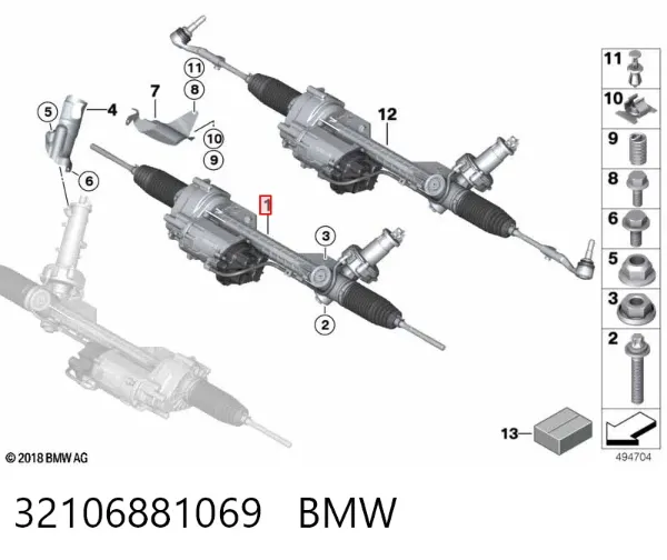 Cremallera de dirección 32106881069 BMW