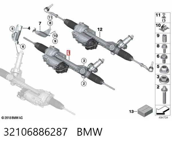 Cremallera de dirección 32106886287 BMW