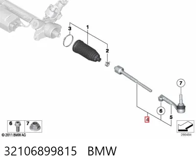 Barra de dirección izquierda BMW 32106899815
