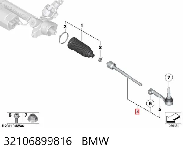 Barra de dirección derecha 32106899816 BMW
