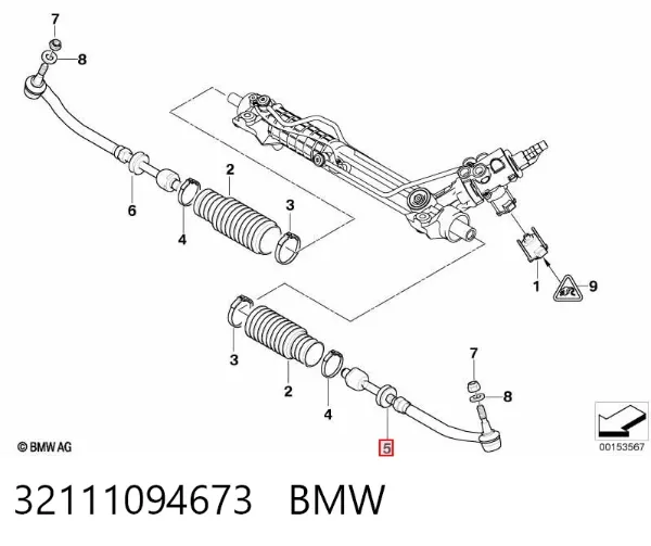 Barra de dirección completa izquierda 32111094673 BMW