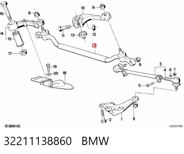 Barra central de dirección 32211138860 BMW
