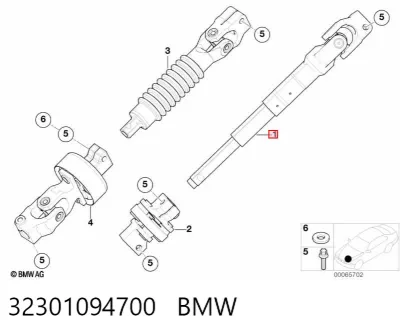 Eje inferior de la columna de dirección BMW 32301094700