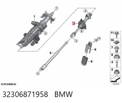 Eje superior de la columna de dirección BMW 32306871958