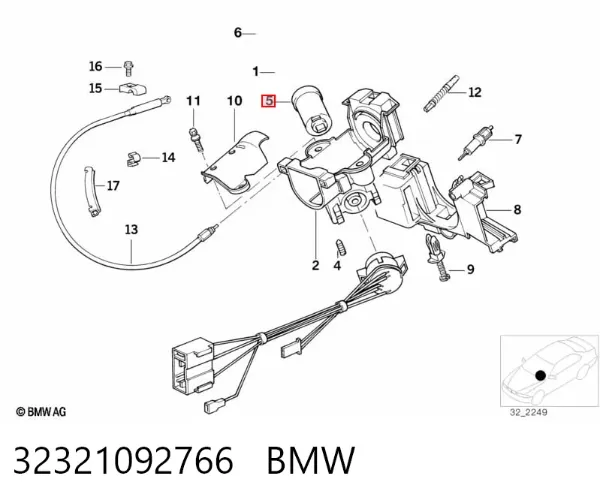 Bombín de cerradura de encendido 32321092766 BMW