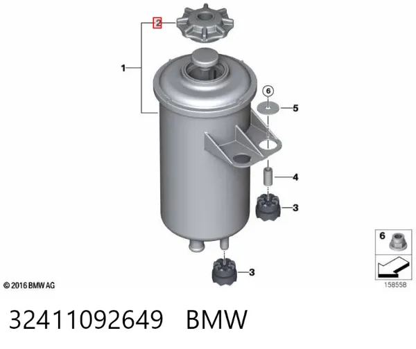 Tapa del depósito de la bomba de dirección asistida 32411092649 BMW