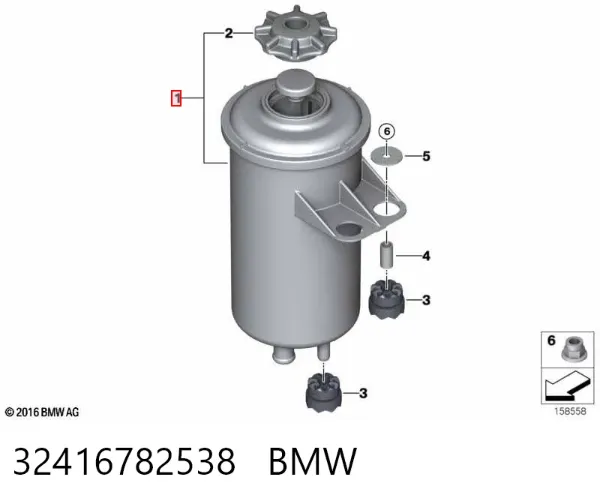 Depósito de bomba de dirección hidráulica 32416782538 BMW