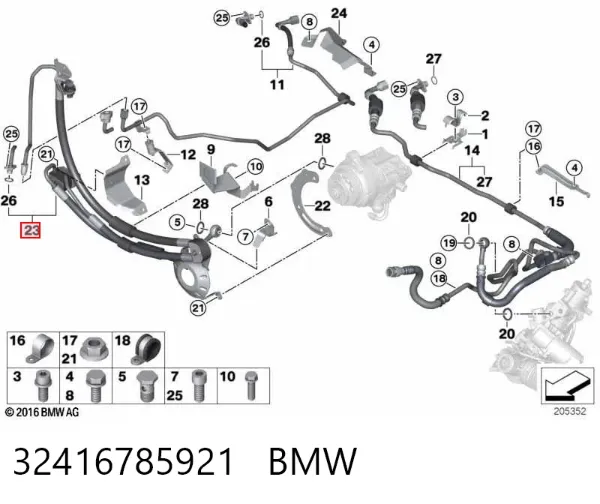 Manguera hidráulica 32416785921 BMW
