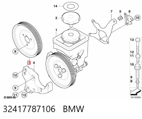 Polea de la bomba de dirección asistida 32417787106 BMW