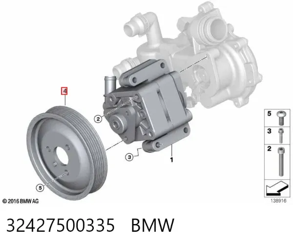 Polea de la bomba de dirección asistida 32427500335 BMW