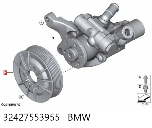 Polea de la bomba de dirección asistida 32427553955 BMW