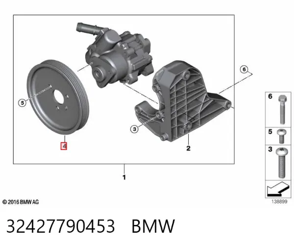 Polea de la bomba de dirección asistida 32427790453 BMW