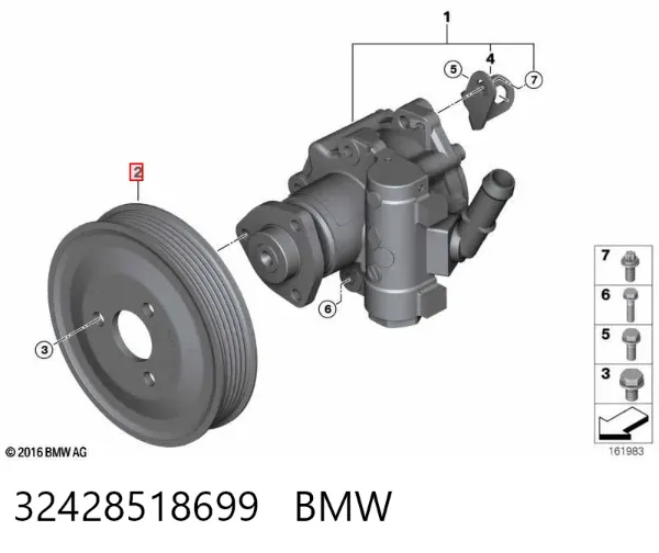 Polea de la bomba de dirección asistida 32428518699 BMW