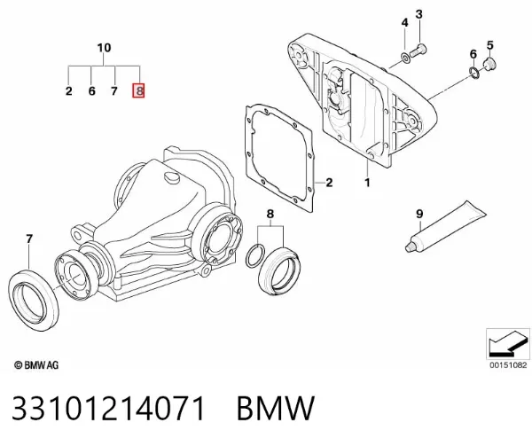 Retén del diferencial del eje trasero 33101214071 BMW