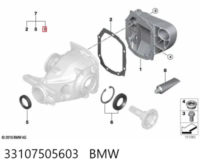 Retén del diferencial del eje trasero BMW 33107505603