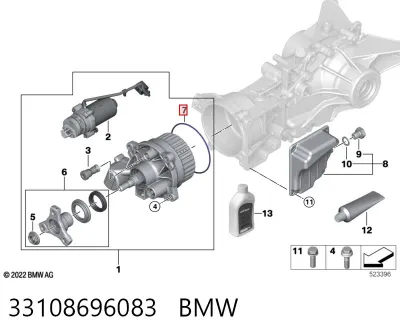 Arandela del diferencial del eje delantero BMW 33108696083