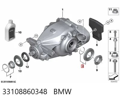Retén del diferencial del eje trasero BMW 33108860348