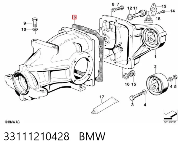 Junta del adaptador del filtro de aceite 33111210428 BMW