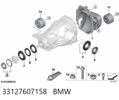 Tuerca del piñón del eje trasero BMW 33127607158