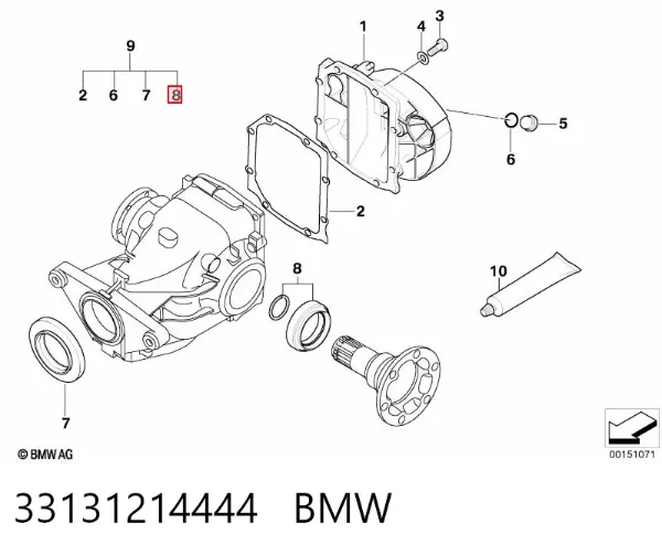 Retén del semieje trasero 33131214444 BMW