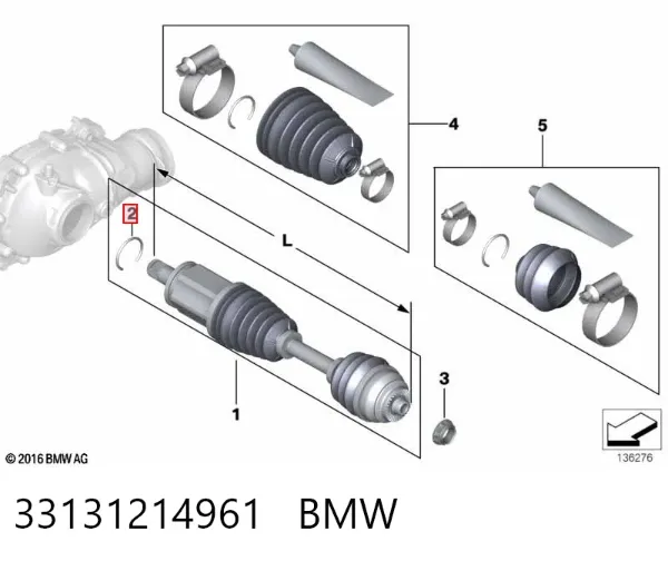 Anillo de retención del cojinete de la rueda delantera 33131214961 BMW