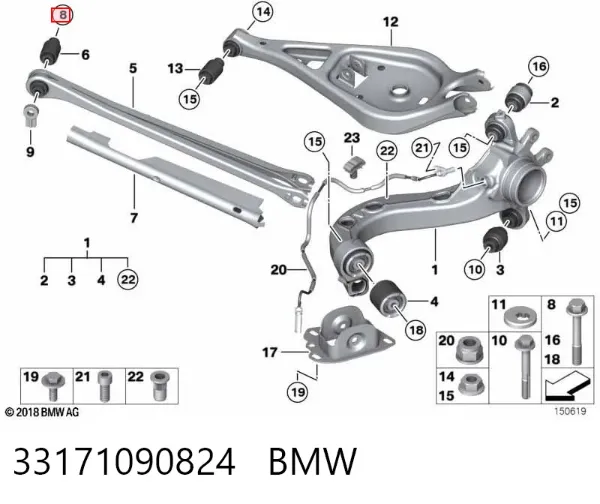 Perno de fijación del brazo inferior delantero 33171090824 BMW