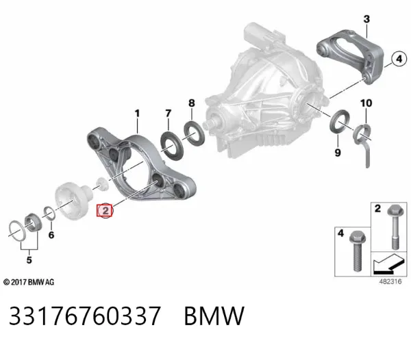 Perno de fijación del brazo inferior delantero 33176760337 BMW