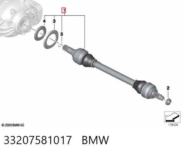 Semieje trasero izquierdo 33207581017 BMW